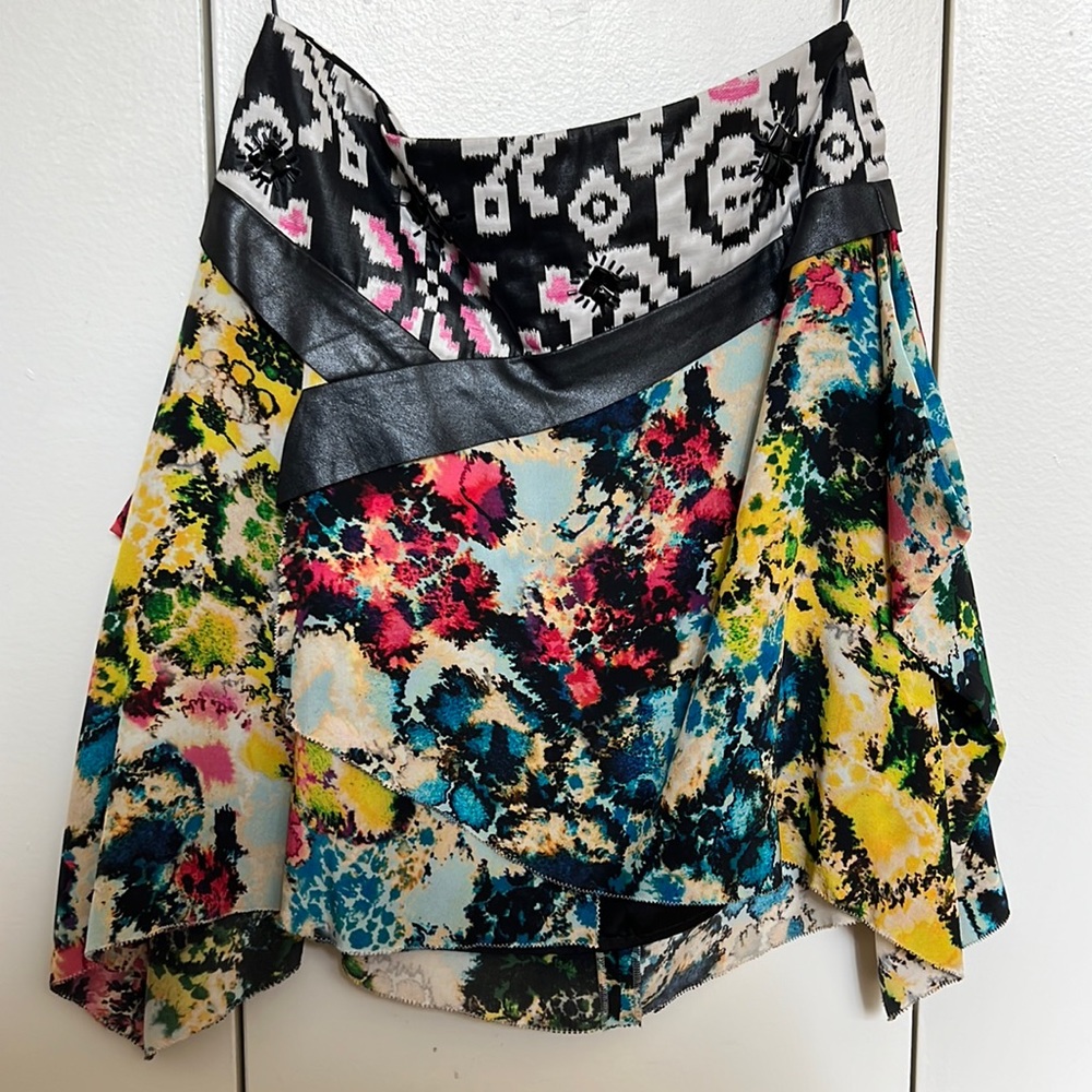 Never worn Sachin & Babi silk, leather and beaded skirt